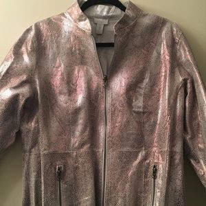 Chico’s Leather Metallic Moto Jacket